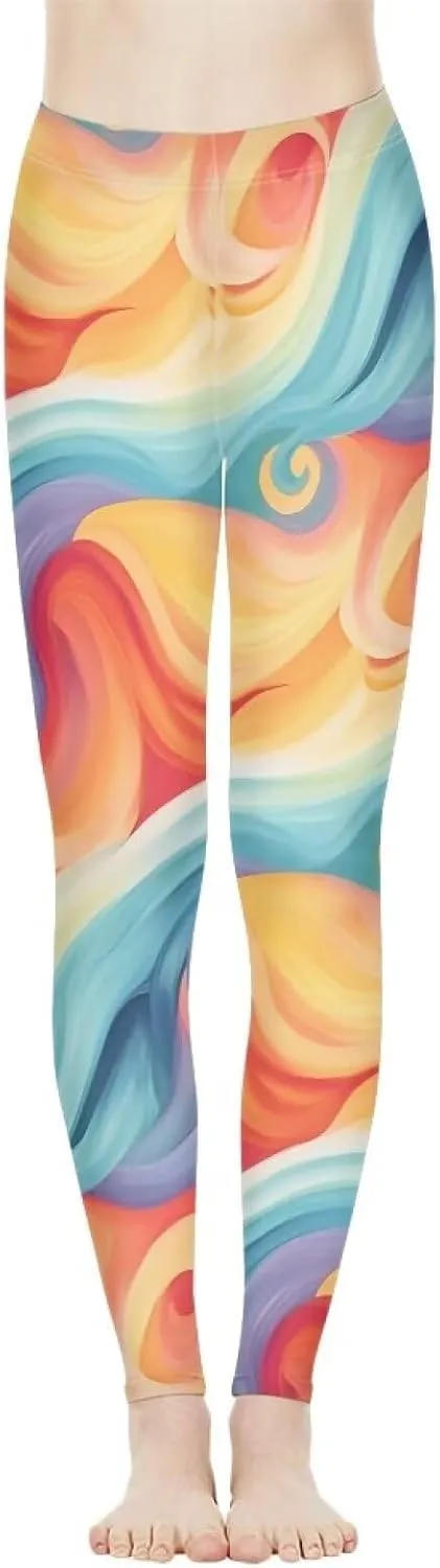 Irisjudy Christmas Cane Candy Leggings for Women Paint Splash High Waist Workout Yoga Pants Snowflake Stretchy Gym Trousers