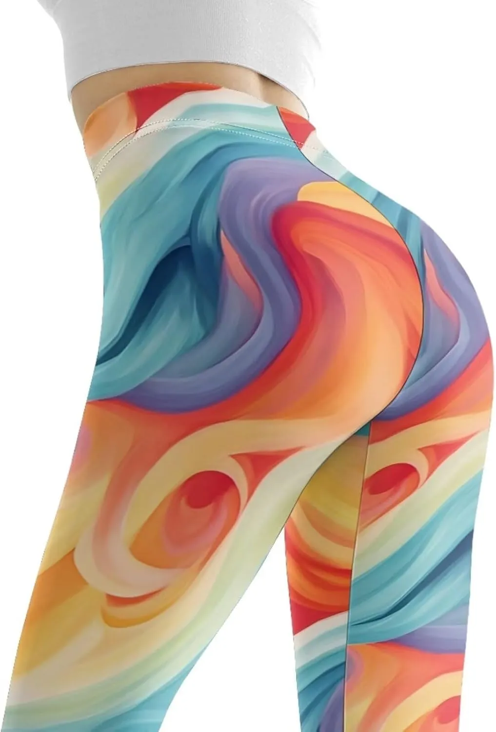 Irisjudy Christmas Cane Candy Leggings for Women Paint Splash High Waist Workout Yoga Pants Snowflake Stretchy Gym Trousers