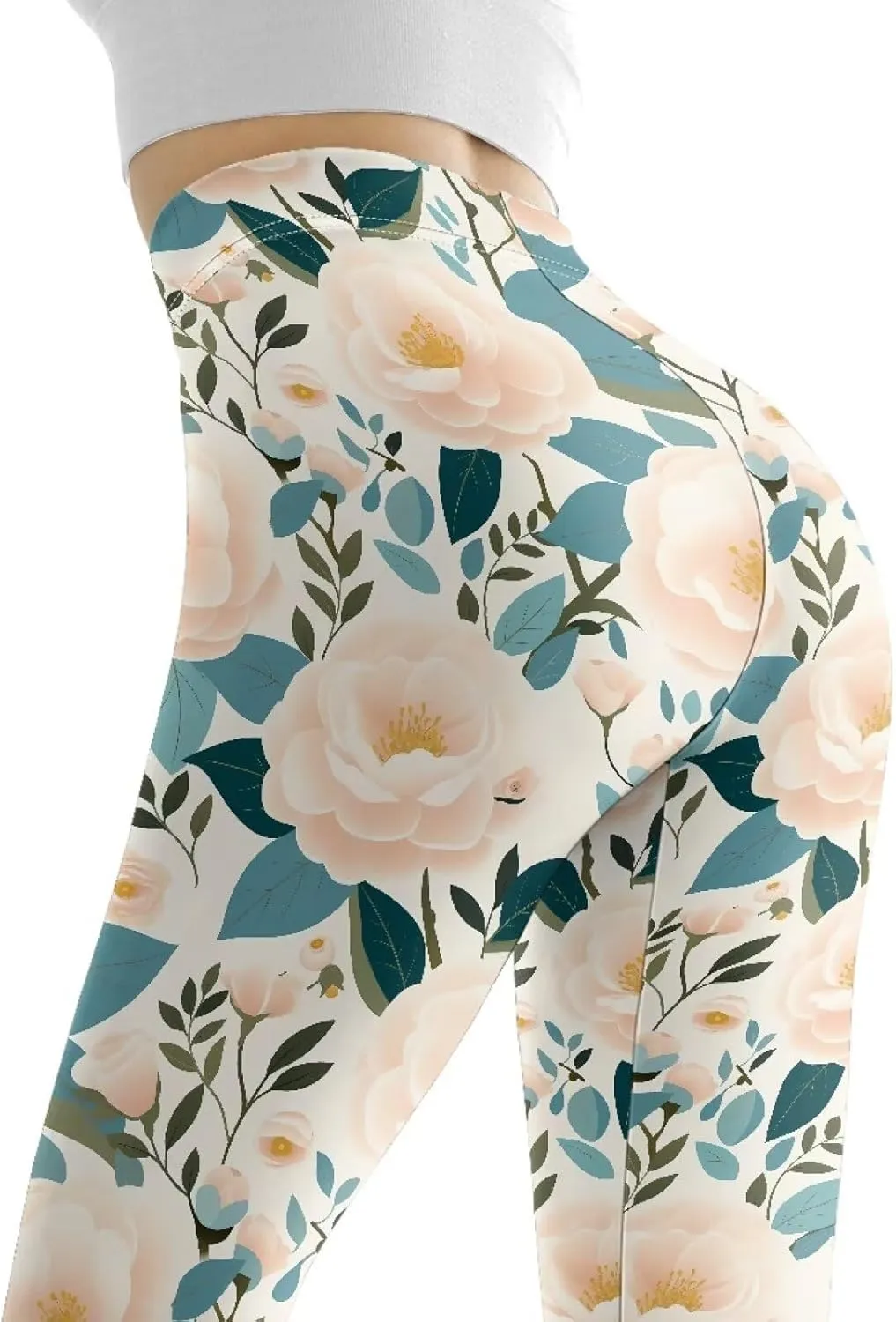 Irisjudy High Waist Yoga Pants for Women, Cute Kawaii Comfy Workout Leggings for Girls, Tummy Control Stretchy Tights XS-3XL