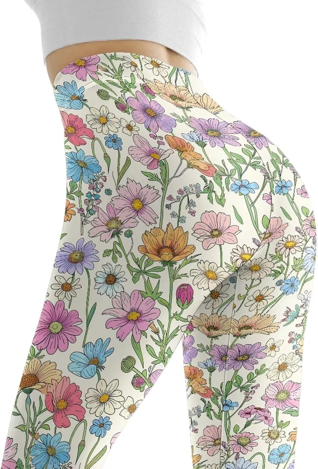 Irisjudy High Waist Yoga Pants for Women, Cute Kawaii Comfy Workout Leggings for Girls, Tummy Control Stretchy Tights XS-3XL