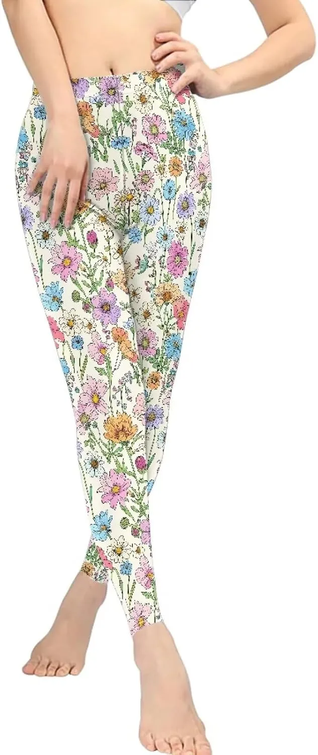 Irisjudy High Waist Yoga Pants for Women, Cute Kawaii Comfy Workout Leggings for Girls, Tummy Control Stretchy Tights XS-3XL