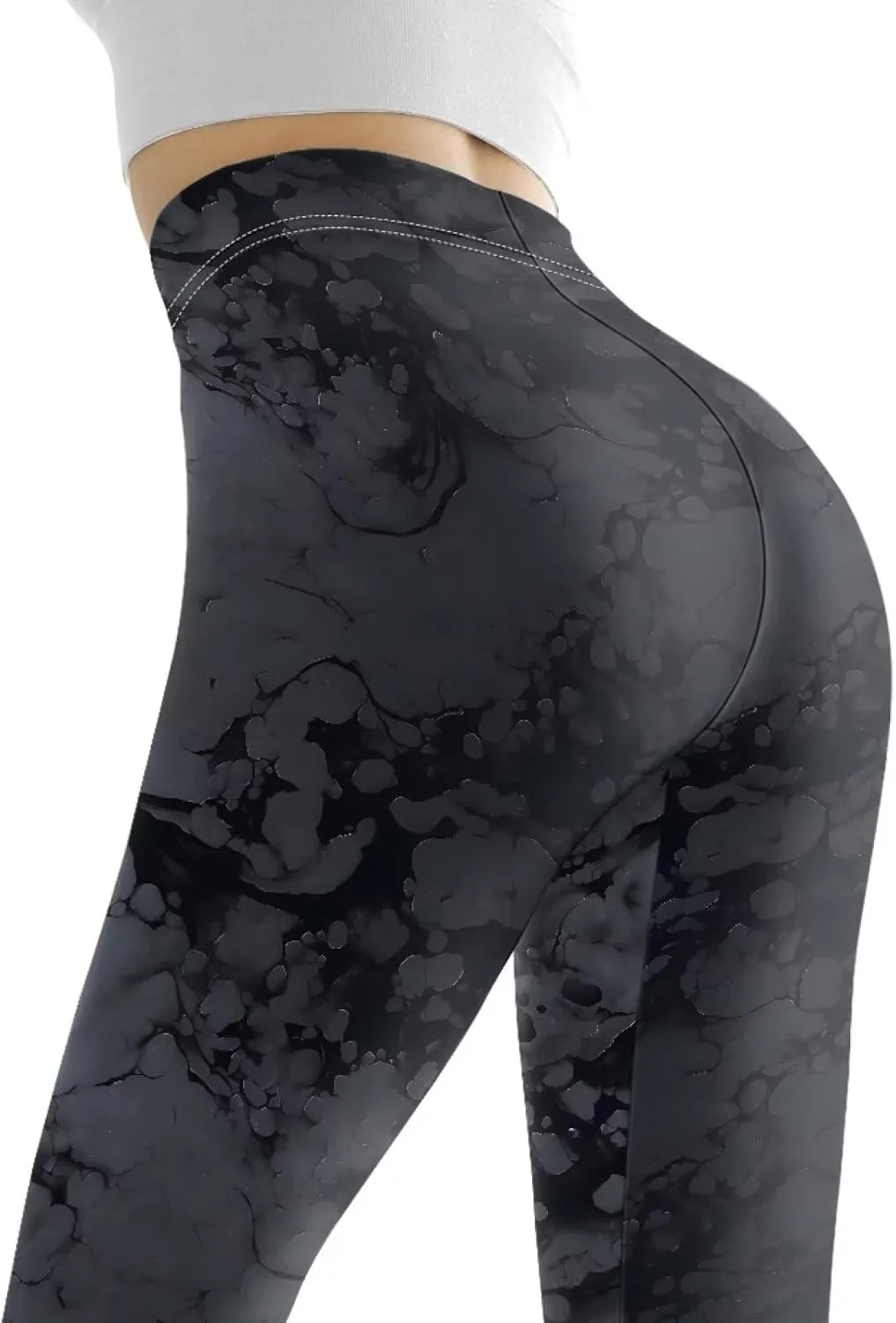 Irisjudy Women's Yoga Pants Sexy Lip Print High Waisted Stretchy Joggers Romantic Red Rose Leggings Tummy Control Gym Pants