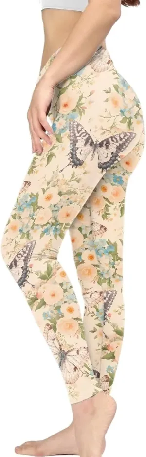 Irisjudy Women's Yoga Pants Sexy Lip Print High Waisted Stretchy Joggers Romantic Red Rose Leggings Tummy Control Gym Pants