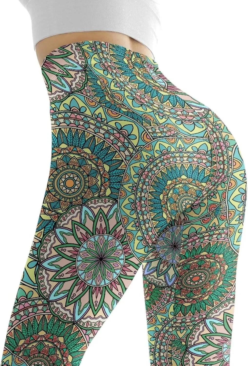 Irisjudy Women's Yoga Pants Sexy Lip Print High Waisted Stretchy Joggers Romantic Red Rose Leggings Tummy Control Gym Pants