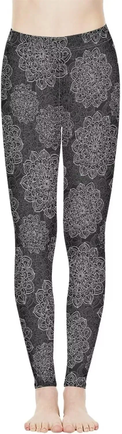 Irisjudy Women's Yoga Pants Sexy Lip Print High Waisted Stretchy Joggers Romantic Red Rose Leggings Tummy Control Gym Pants