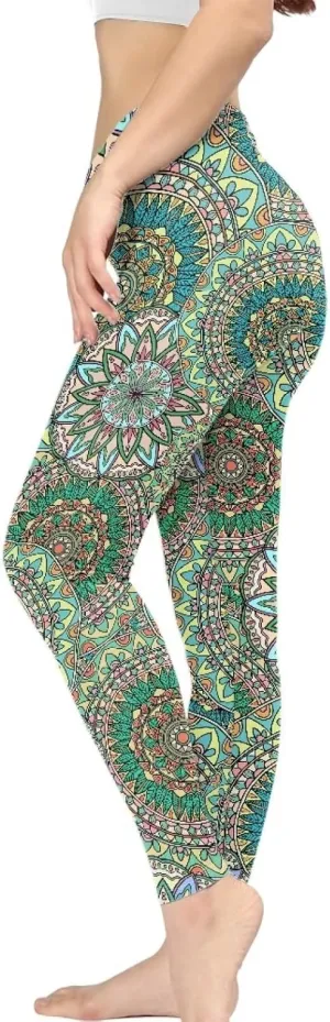 Irisjudy Women's Yoga Pants Sexy Lip Print High Waisted Stretchy Joggers Romantic Red Rose Leggings Tummy Control Gym Pants