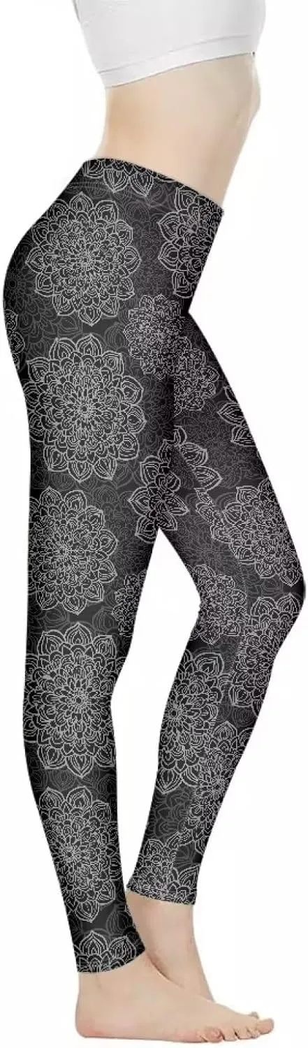 Irisjudy Women's Yoga Pants Sexy Lip Print High Waisted Stretchy Joggers Romantic Red Rose Leggings Tummy Control Gym Pants