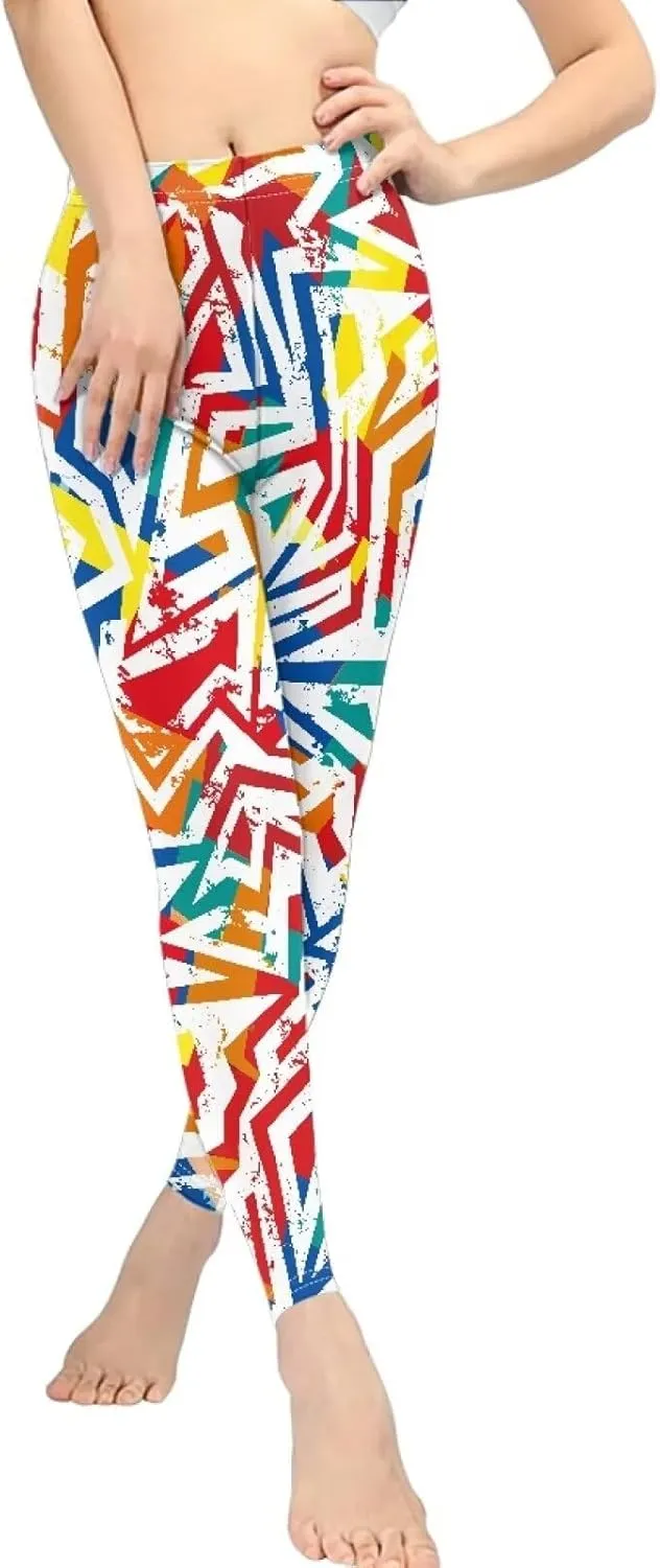 Irisjudy Women's Yoga Pants Sexy Lip Print High Waisted Stretchy Joggers Romantic Red Rose Leggings Tummy Control Gym Pants