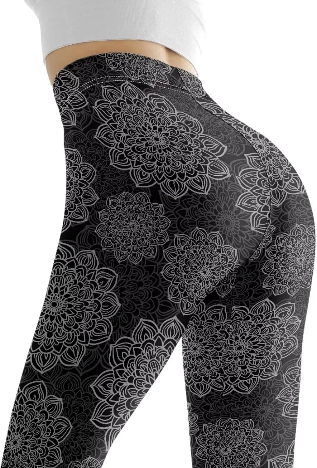 Irisjudy Women's Yoga Pants Sexy Lip Print High Waisted Stretchy Joggers Romantic Red Rose Leggings Tummy Control Gym Pants