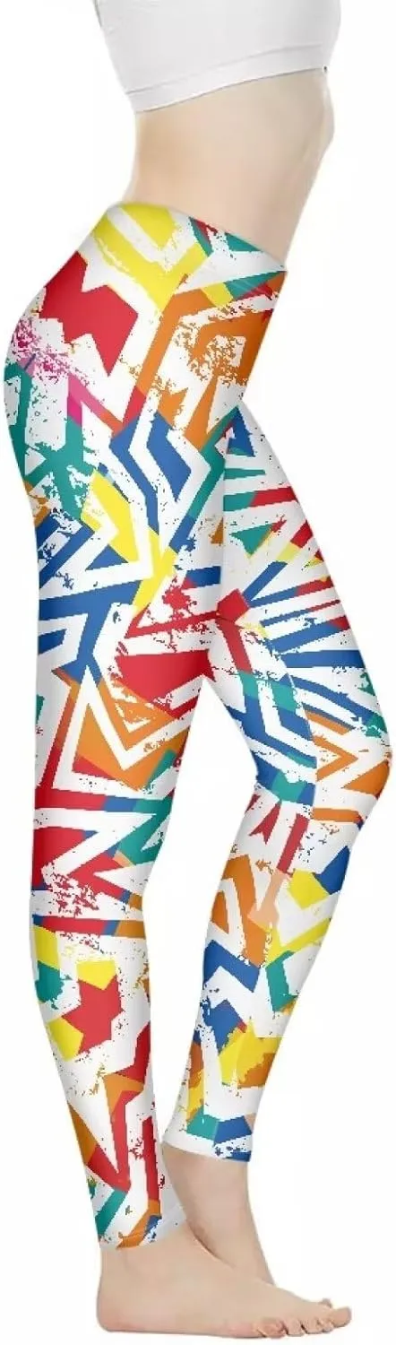 Irisjudy Women's Yoga Pants Sexy Lip Print High Waisted Stretchy Joggers Romantic Red Rose Leggings Tummy Control Gym Pants