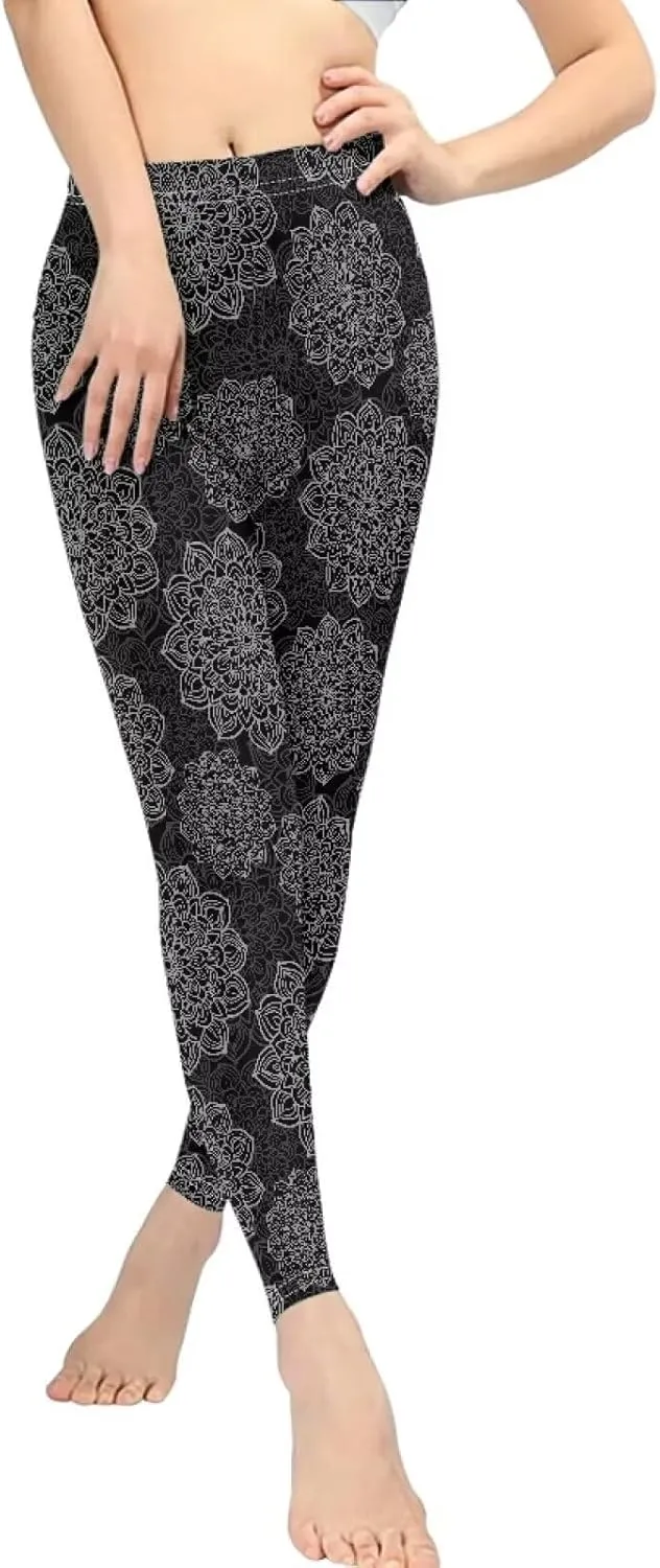 Irisjudy Women's Yoga Pants Sexy Lip Print High Waisted Stretchy Joggers Romantic Red Rose Leggings Tummy Control Gym Pants