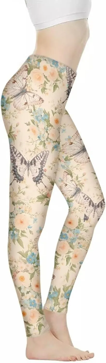 Irisjudy Women's Yoga Pants Sexy Lip Print High Waisted Stretchy Joggers Romantic Red Rose Leggings Tummy Control Gym Pants
