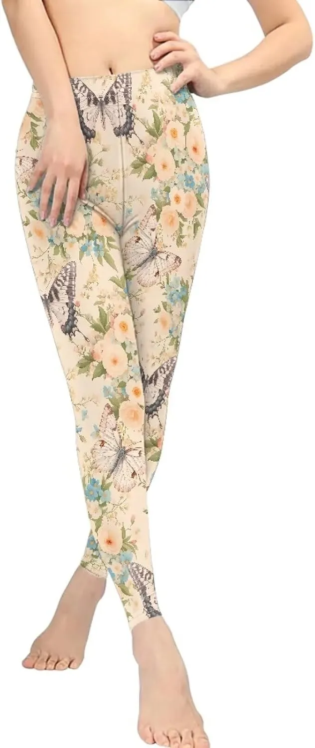 Irisjudy Women's Yoga Pants Sexy Lip Print High Waisted Stretchy Joggers Romantic Red Rose Leggings Tummy Control Gym Pants