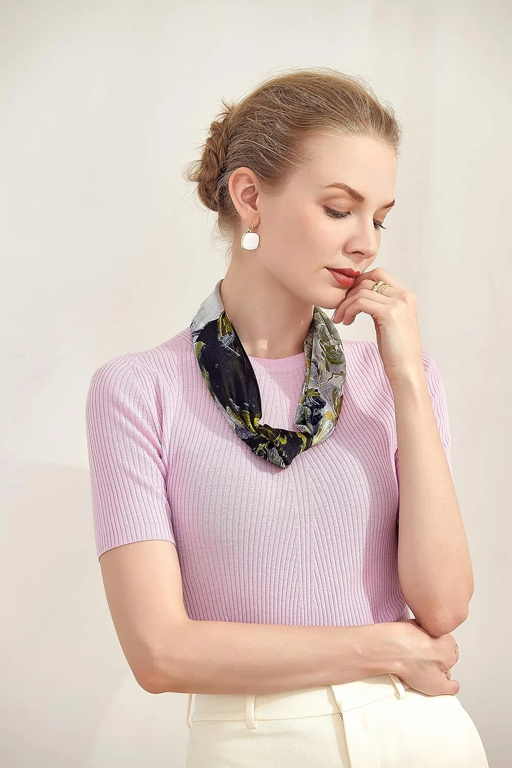 Jeelow 100 Real Mulberry Silk Scarfs 35x35 Or 25x25 Inch Square Shawl Wrap For Women Hair Wrapping