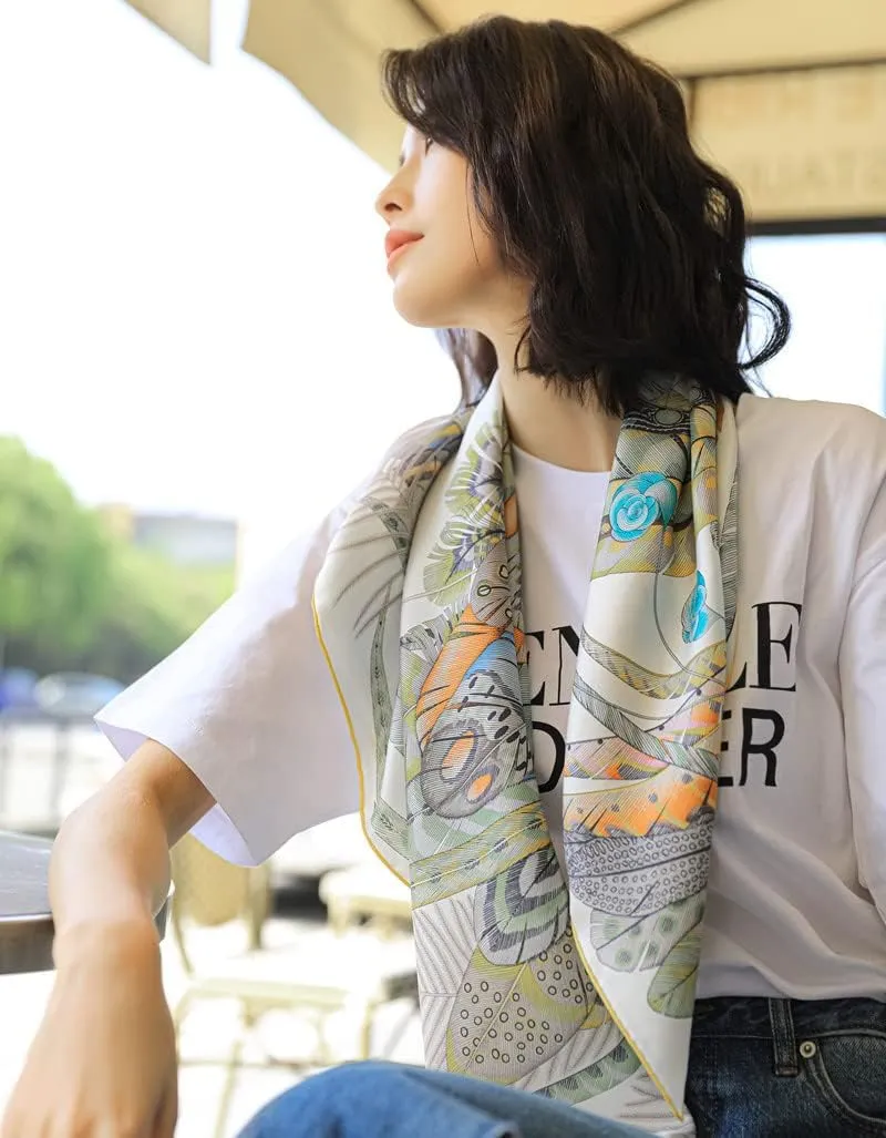 Jeelow 100 Real Mulberry Silk Scarfs 35x35 Or 25x25 Inch Square Shawl Wrap For Women Hair Wrapping