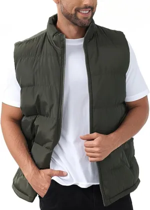 JIHUILAI Men's Puffer Vest Winter Jacket Warm Puffy Vests Men Outdoor Sleeveless Lightweight Water-Resistant Vest M To 3XL