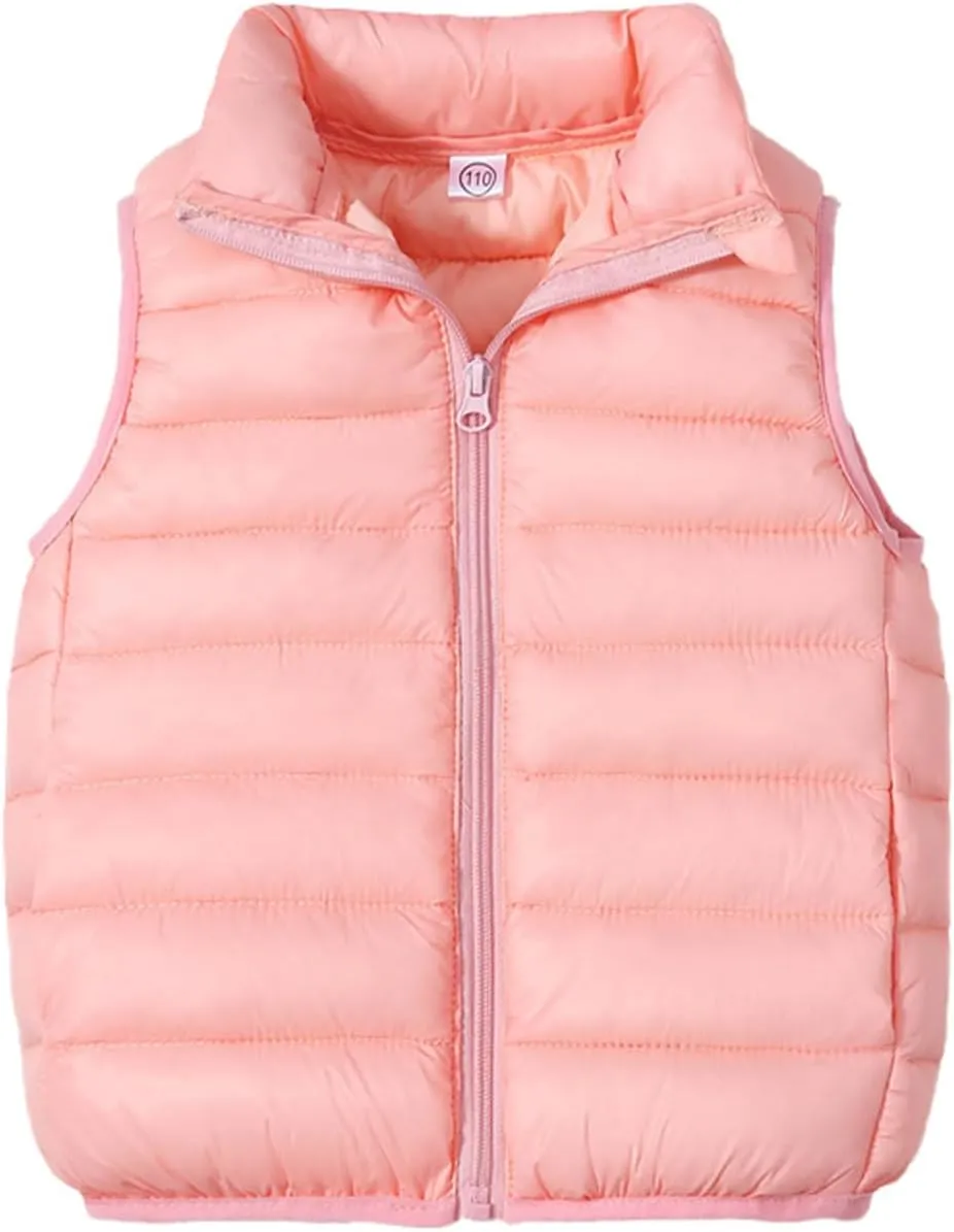 Kids Baby Girls Boys Sleeveless High Neck Lightweight Down Puffer Vest Jacket