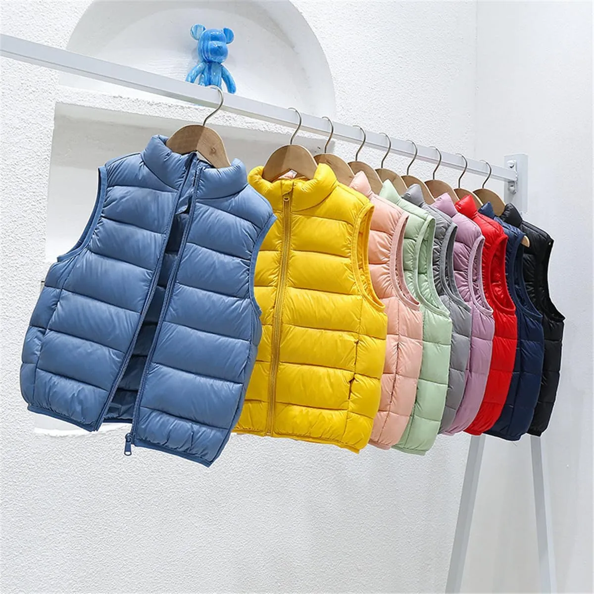 Kids Baby Girls Boys Sleeveless High Neck Lightweight Down Puffer Vest Jacket