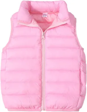 Kids Baby Girls Boys Sleeveless High Neck Lightweight Down Puffer Vest Jacket