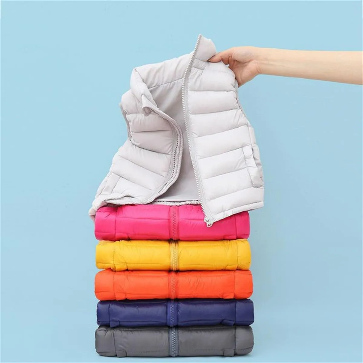 Kids Baby Girls Boys Sleeveless High Neck Lightweight Down Puffer Vest Jacket
