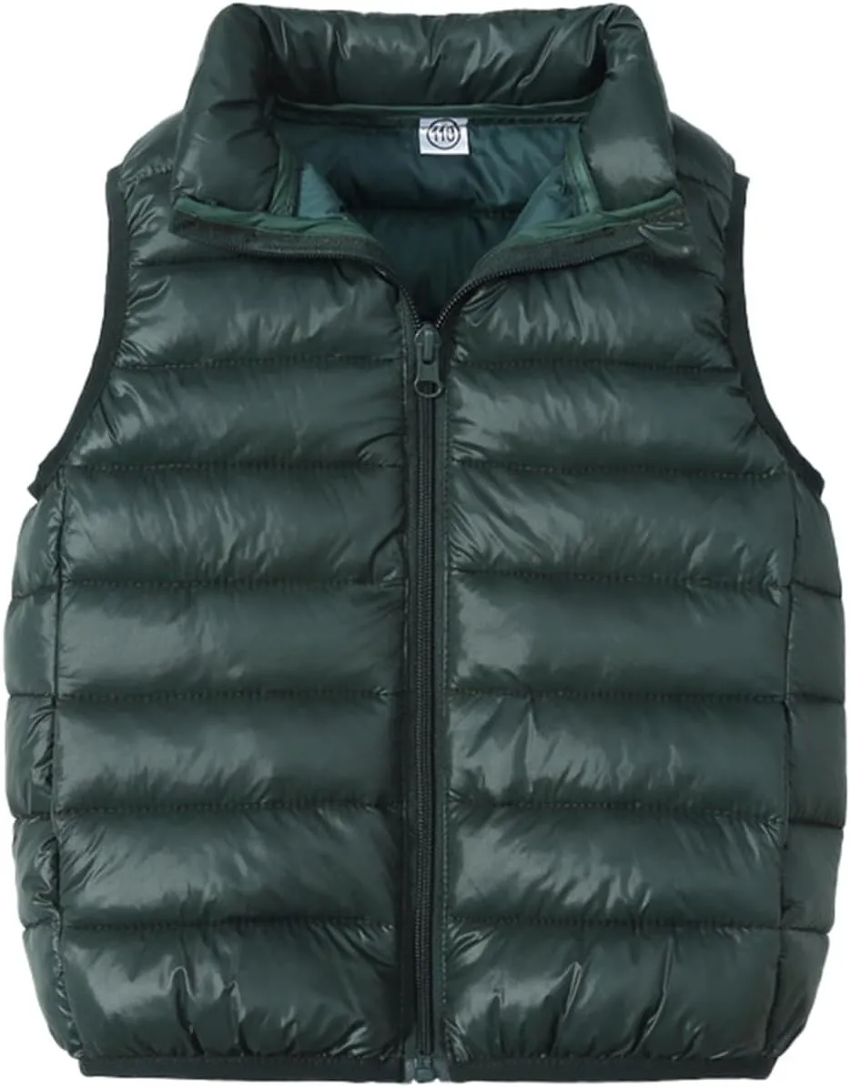 Kids Baby Girls Boys Sleeveless High Neck Lightweight Down Puffer Vest Jacket