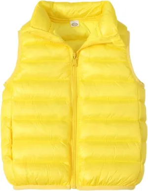 Kids Baby Girls Boys Sleeveless High Neck Lightweight Down Puffer Vest Jacket