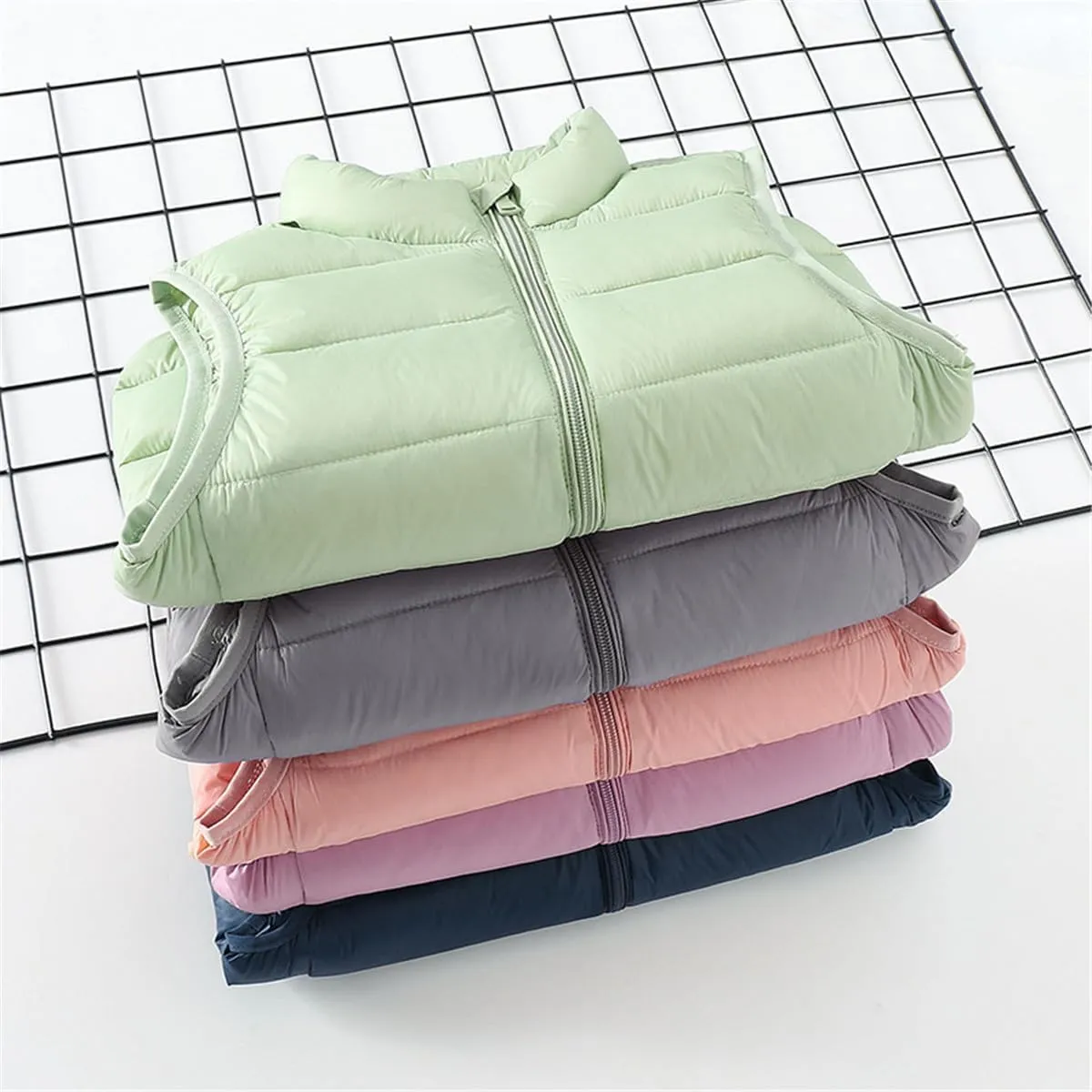 Kids Baby Girls Boys Sleeveless High Neck Lightweight Down Puffer Vest Jacket