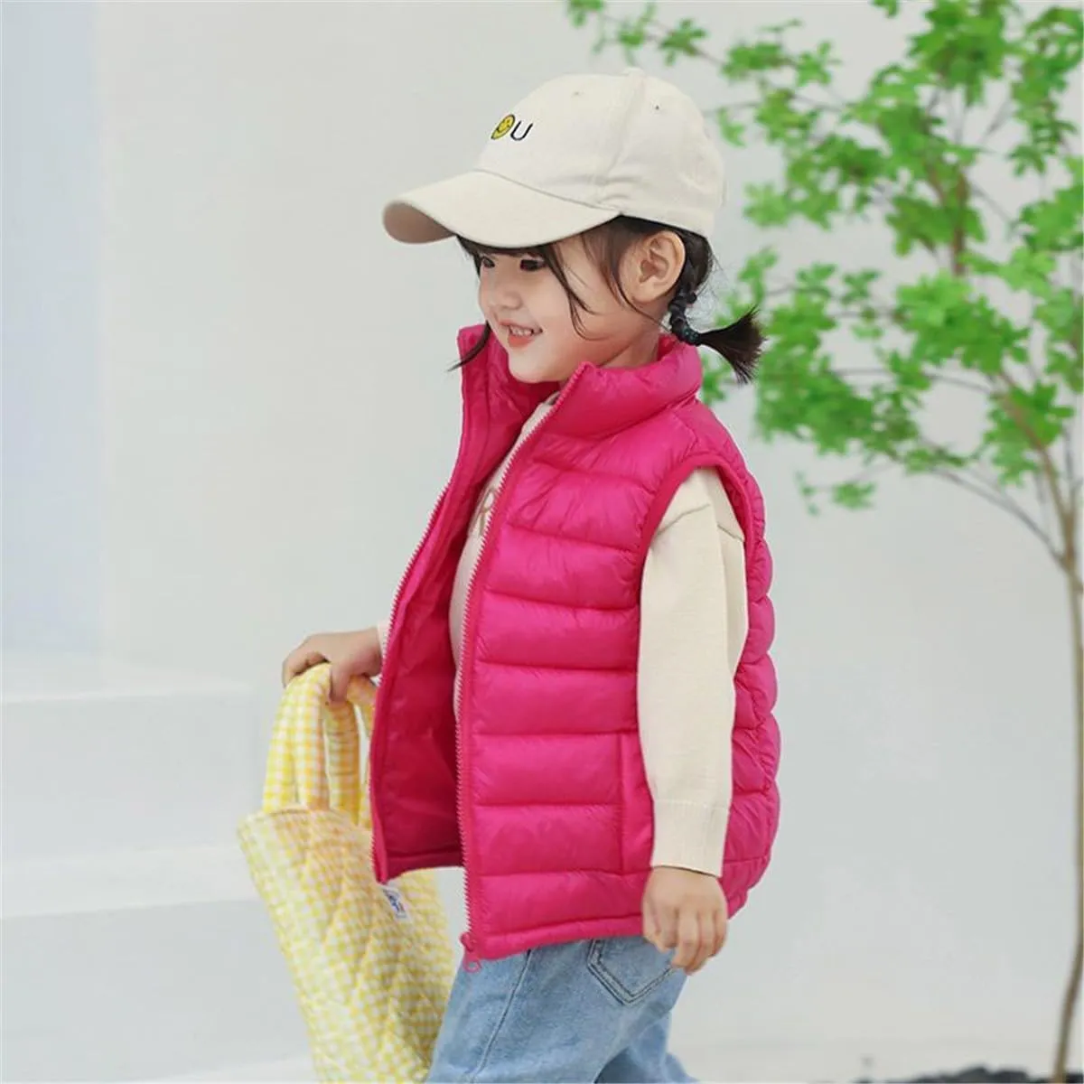 Kids Baby Girls Boys Sleeveless High Neck Lightweight Down Puffer Vest Jacket