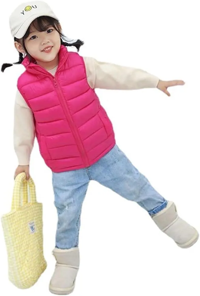 Kids Baby Girls Boys Sleeveless High Neck Lightweight Down Puffer Vest Jacket