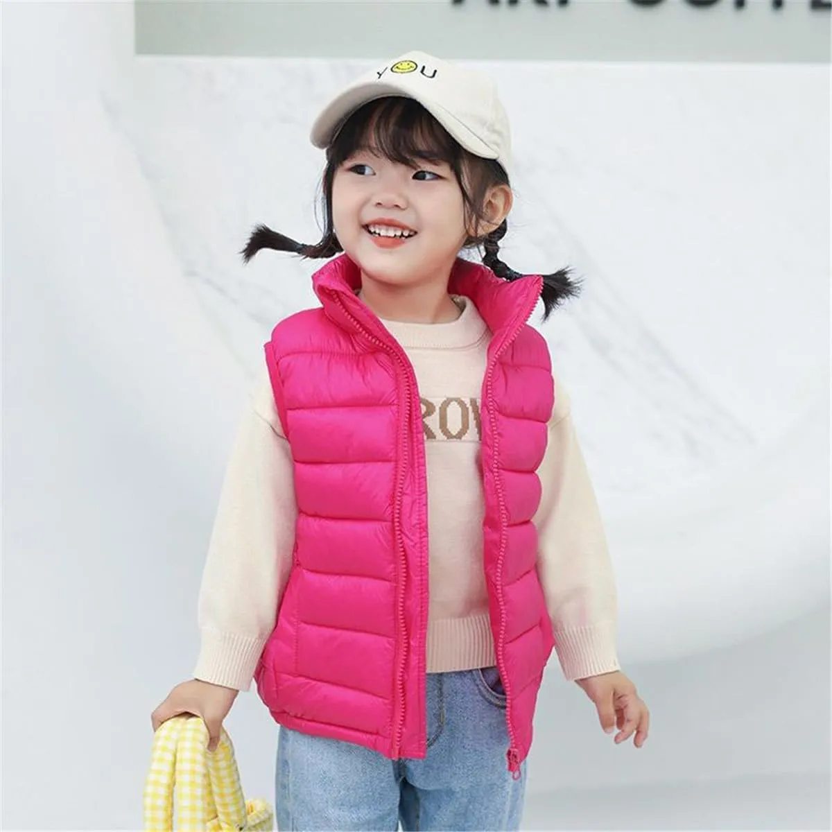 Kids Baby Girls Boys Sleeveless High Neck Lightweight Down Puffer Vest Jacket