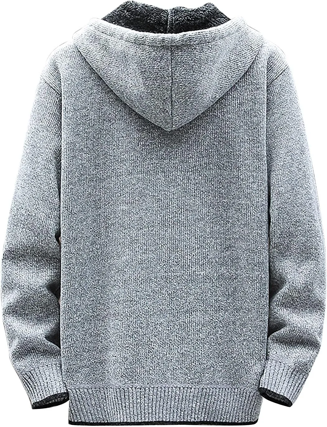 Knit Hoodies For Men Cardigan Sweaters Full Zip Hooded Sweatshirts Fleece Lined Sweater Jackets With Pockets