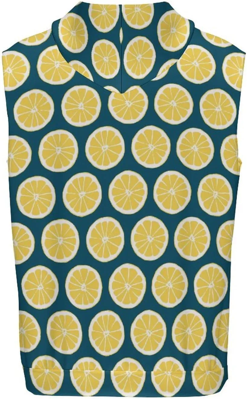Lemon Patterns Men's Workout Tank Tops Sleeveless Running Shirts With Hoodie Workout Hooded