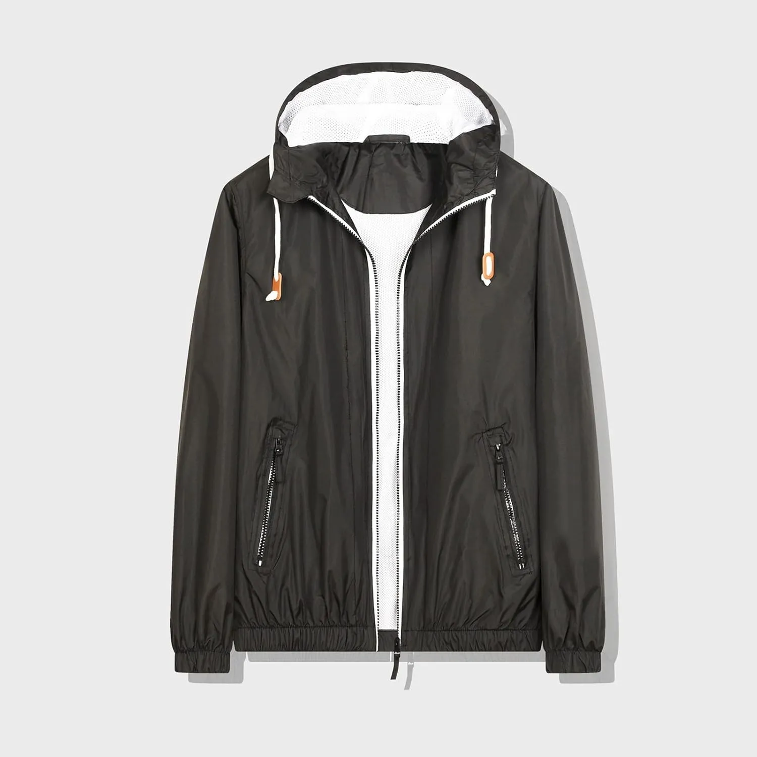 Lighweight Hooded Rain Jacket for Men 2025 Fashion Color Block Hiking Camping Outdoor Casual Jackets with Inner Mesh