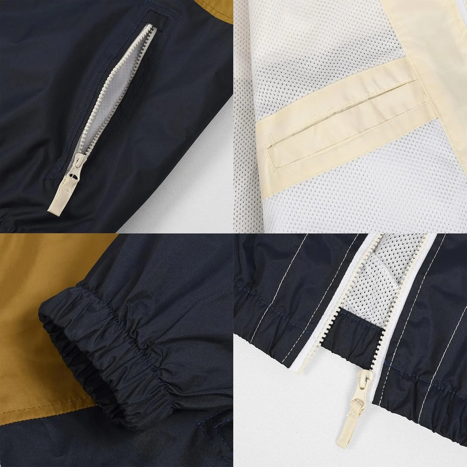 Lighweight Hooded Rain Jacket for Men 2025 Fashion Color Block Hiking Camping Outdoor Casual Jackets with Inner Mesh