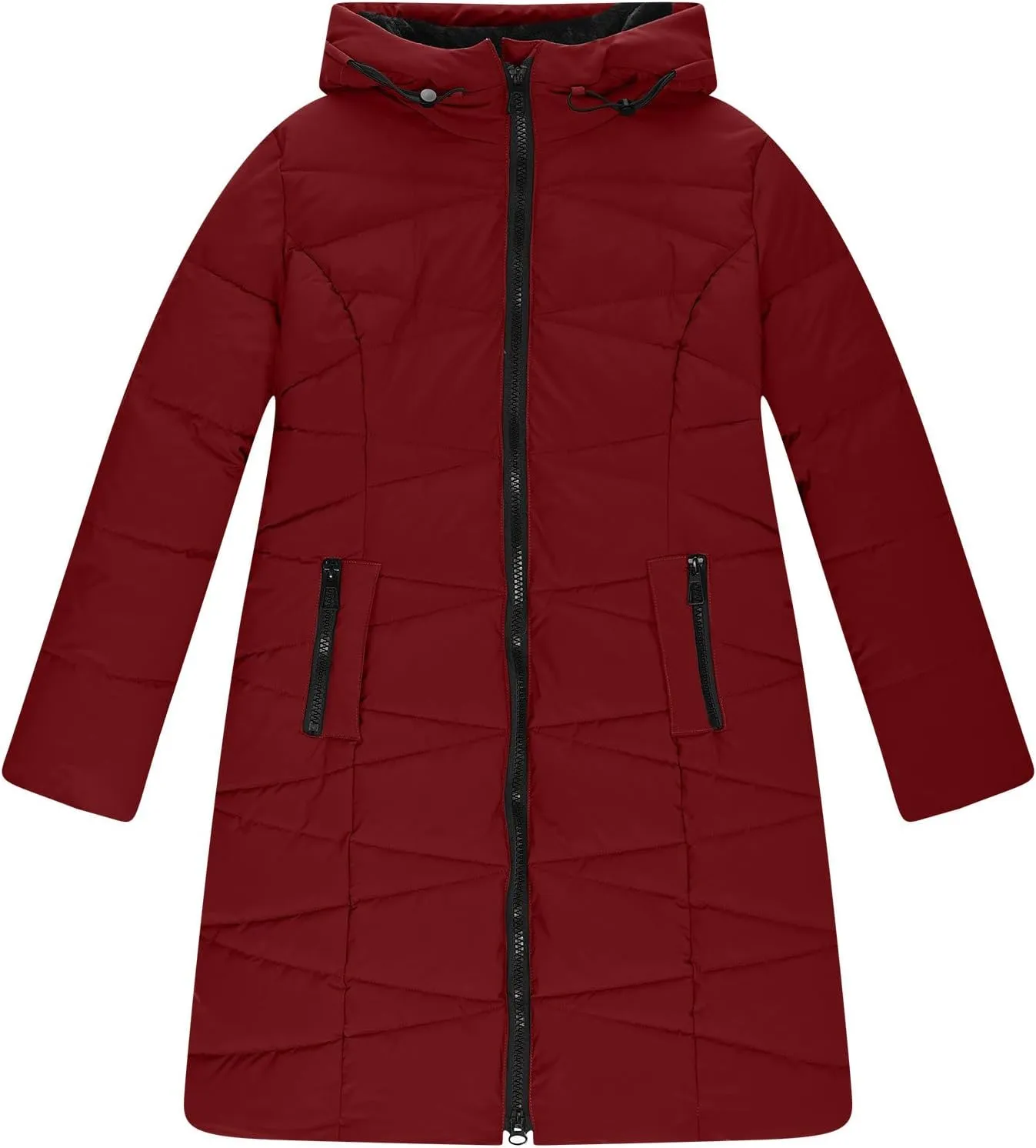Long Puffer Jacket for Women Fleece Lined Down Coat Winter Heavyweight Overcoats Thicken Warm Down Jackets with Hood