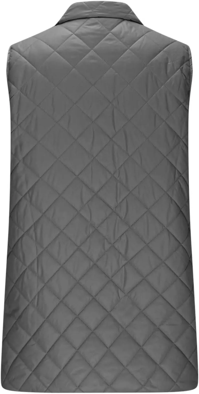 Long Puffer Vest Women Winter Quilted Coat Sleeveless Warm Jackets Zip Up Fluffy Vests Stand Collar Puffy Coats