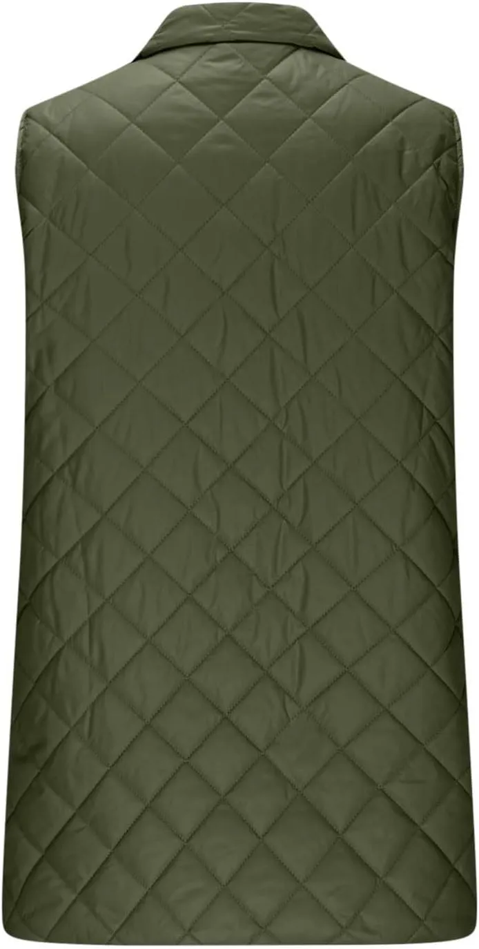 Long Puffer Vest Women Winter Quilted Coat Sleeveless Warm Jackets Zip Up Fluffy Vests Stand Collar Puffy Coats