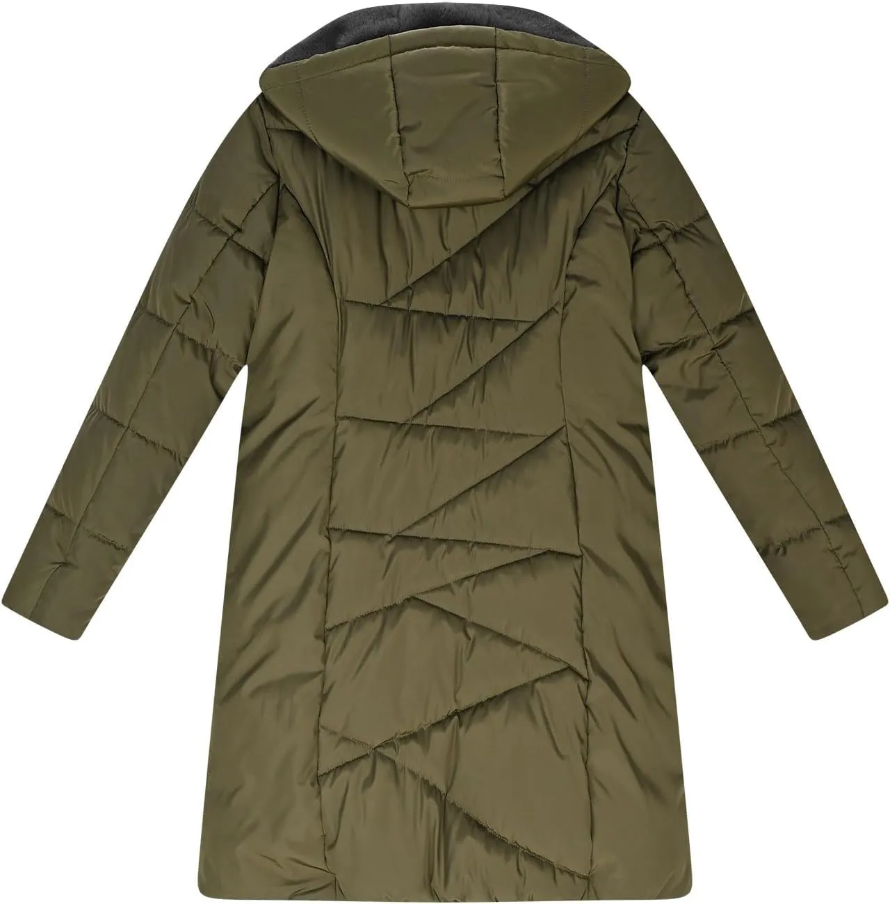 Long Quilted Puffer Jacket Women Winter Thicken Down Coats Warm Heavyweight Parka Jackets Casual Zip Up Hood Outwear