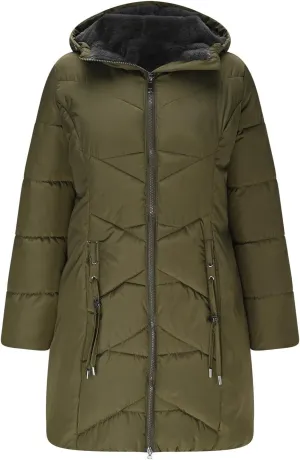 Long Quilted Puffer Jacket Women Winter Thicken Down Coats Warm Heavyweight Parka Jackets Casual Zip Up Hood Outwear