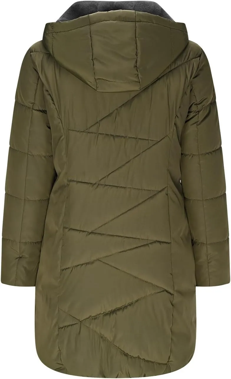 Long Quilted Puffer Jacket Women Winter Thicken Down Coats Warm Heavyweight Parka Jackets Casual Zip Up Hood Outwear