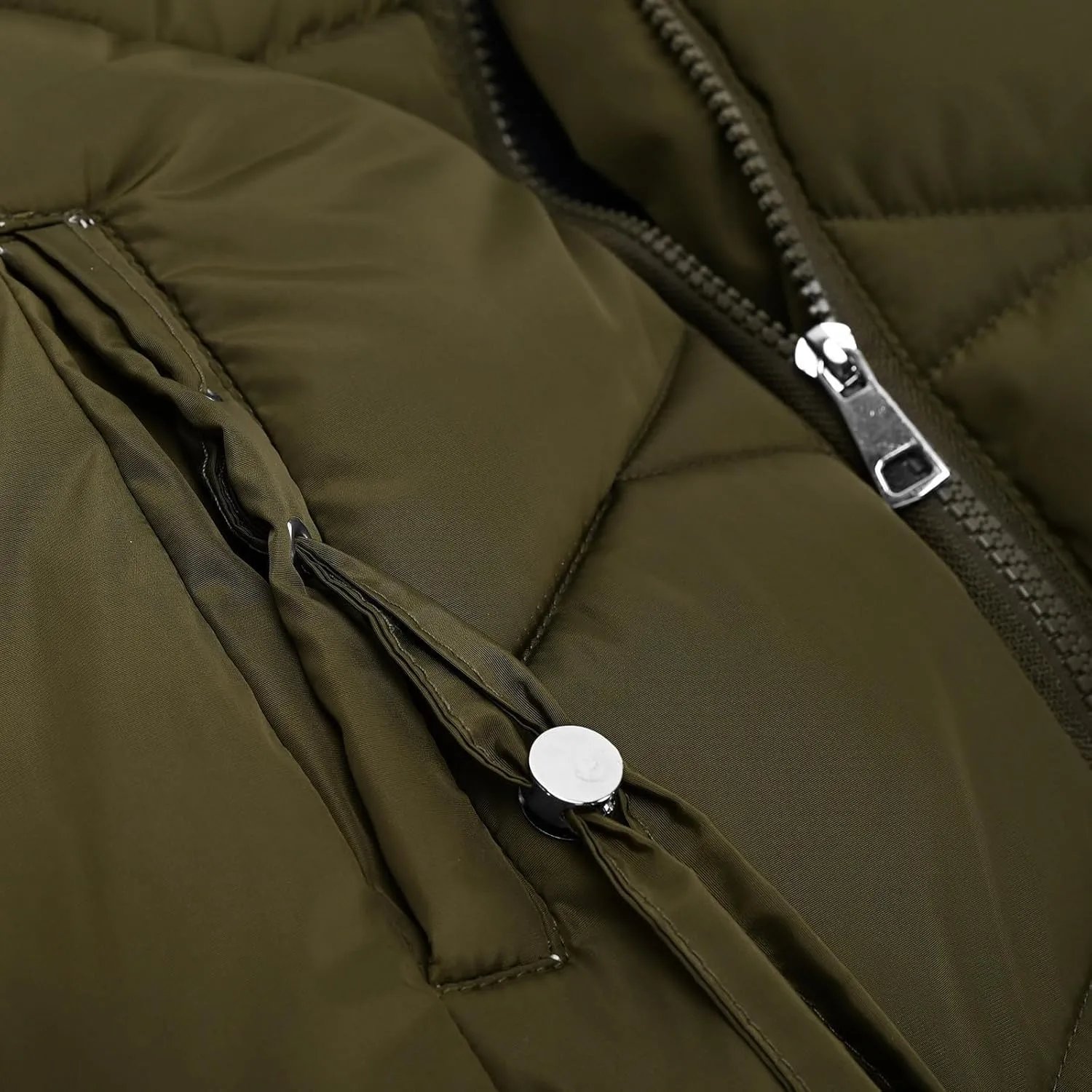 Long Quilted Puffer Jacket Women Winter Thicken Down Coats Warm Heavyweight Parka Jackets Casual Zip Up Hood Outwear