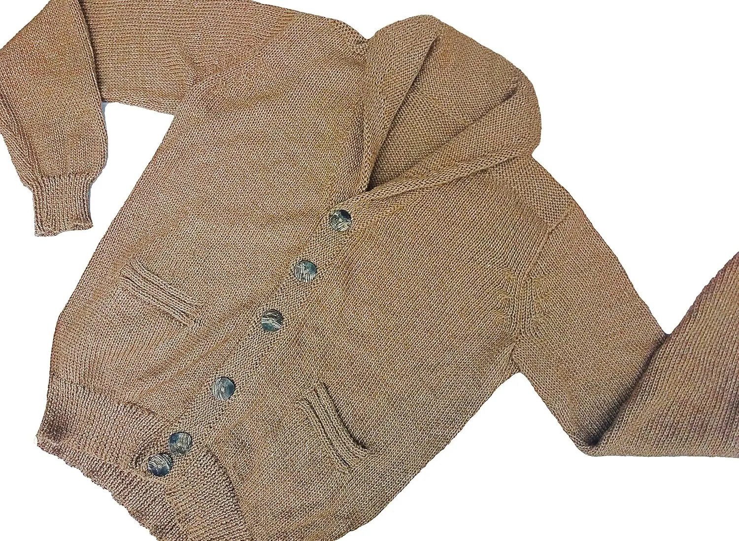 Luxury 100% Peruvian Royal Alpaca Shawl Cardigan 1.1 kg Thermo Silky Handknitted