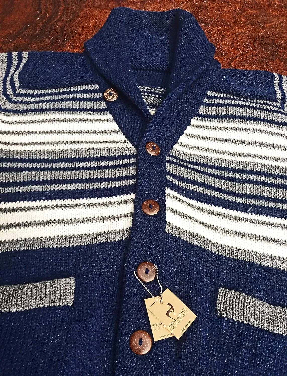 Luxury 100% Peruvian Royal Alpaca Shawl Cardigan 1.1 kg Thermo Silky Handknitted