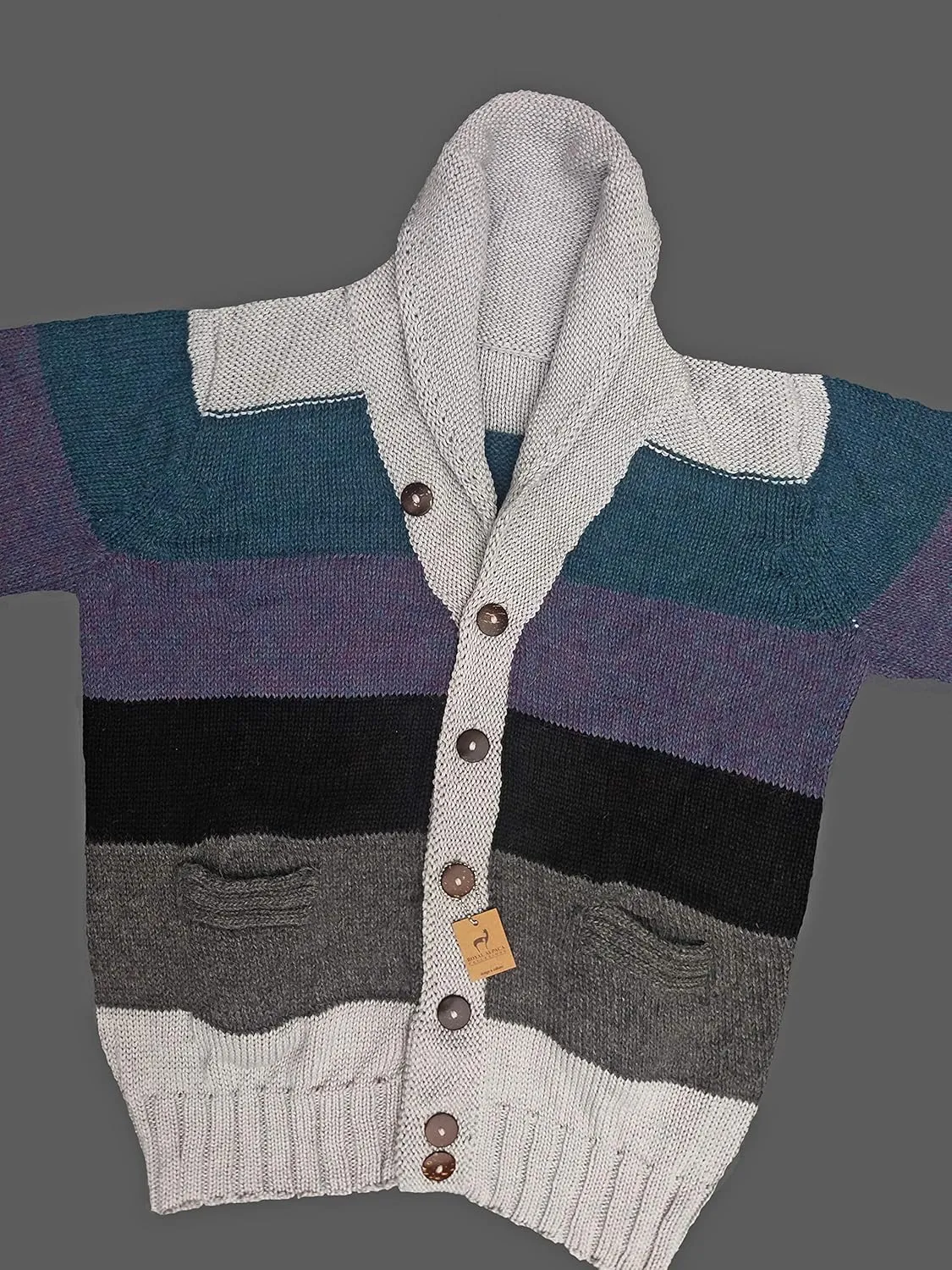 Luxury 100% Peruvian Royal Alpaca Shawl Cardigan 1.1 kg Thermo Silky Handknitted