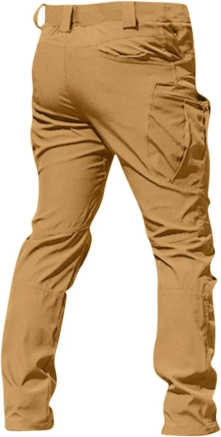 Men Cargo Pants with Zipper Pockets Ripstop Stretch Y2K Pants Baggy Slim Fit Trousers Tall Pants with Multi Pockets