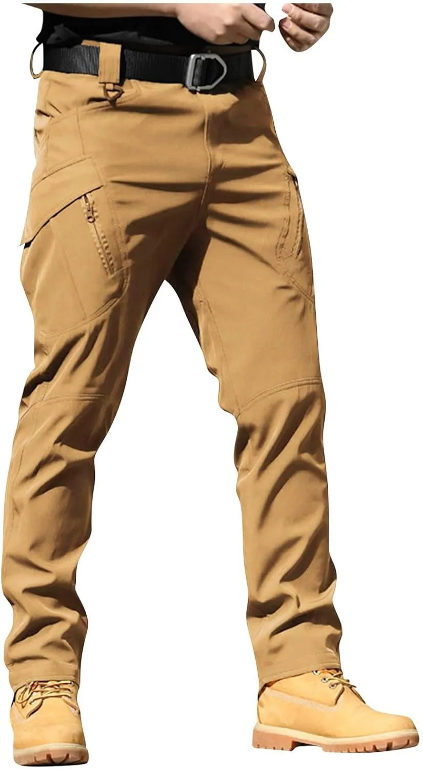 Men Cargo Pants with Zipper Pockets Ripstop Stretch Y2K Pants Baggy Slim Fit Trousers Tall Pants with Multi Pockets