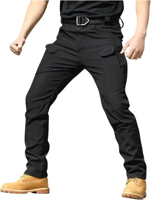Men Cargo Pants with Zipper Pockets Ripstop Stretch Y2K Pants Baggy Slim Fit Trousers Tall Pants with Multi Pockets