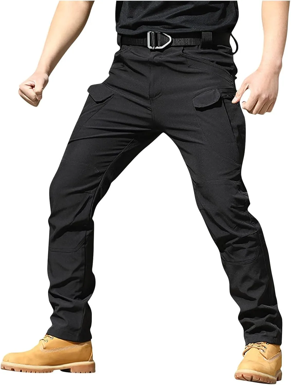 Men Cargo Pants with Zipper Pockets Ripstop Stretch Y2K Pants Baggy Slim Fit Trousers Tall Pants with Multi Pockets