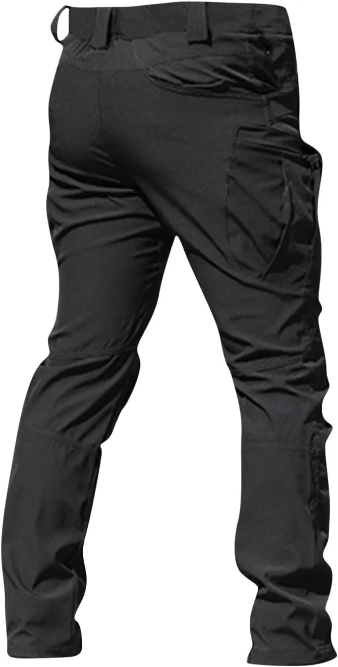 Men Cargo Pants with Zipper Pockets Ripstop Stretch Y2K Pants Baggy Slim Fit Trousers Tall Pants with Multi Pockets