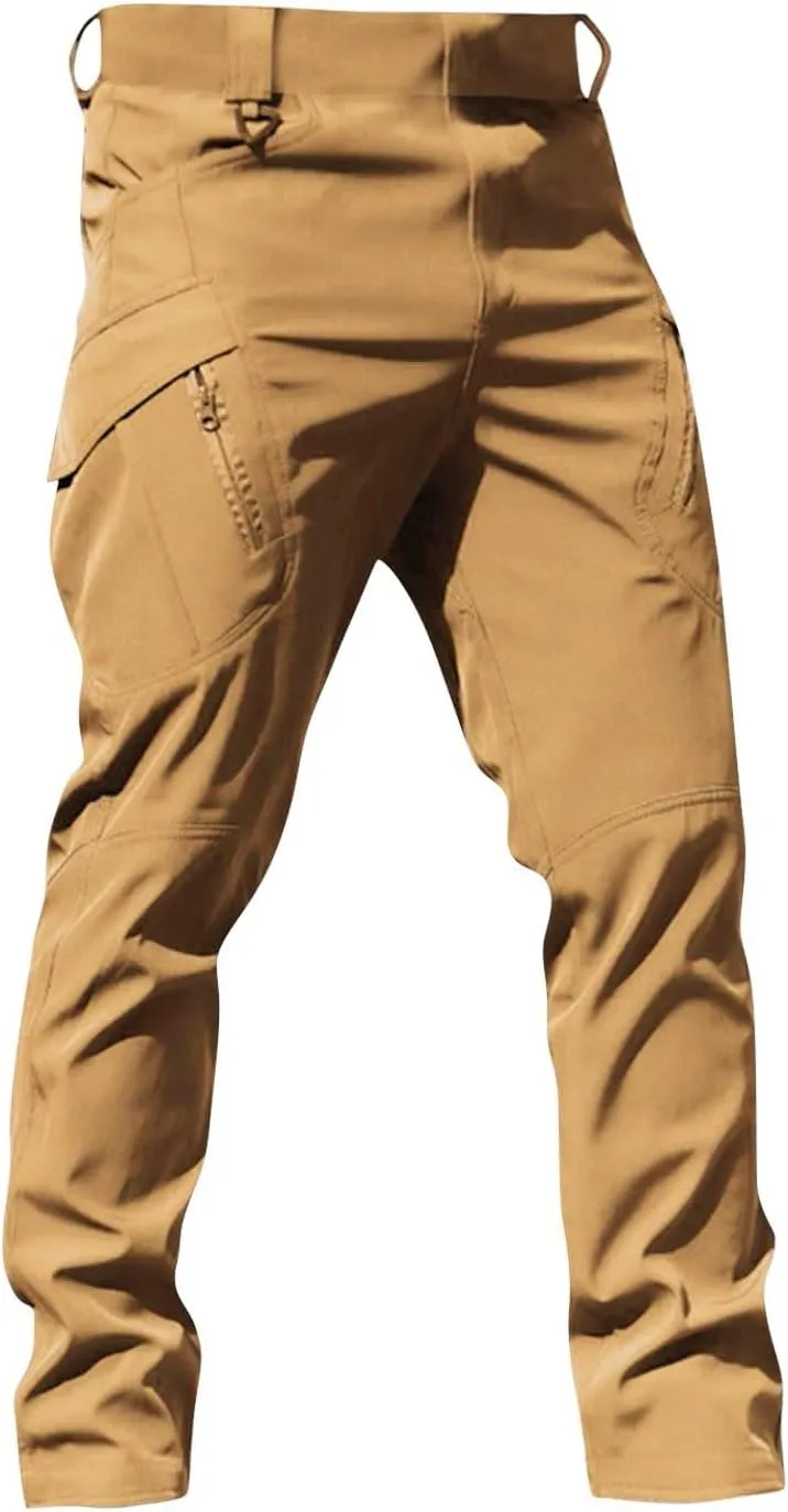 Men Cargo Pants with Zipper Pockets Ripstop Stretch Y2K Pants Baggy Slim Fit Trousers Tall Pants with Multi Pockets